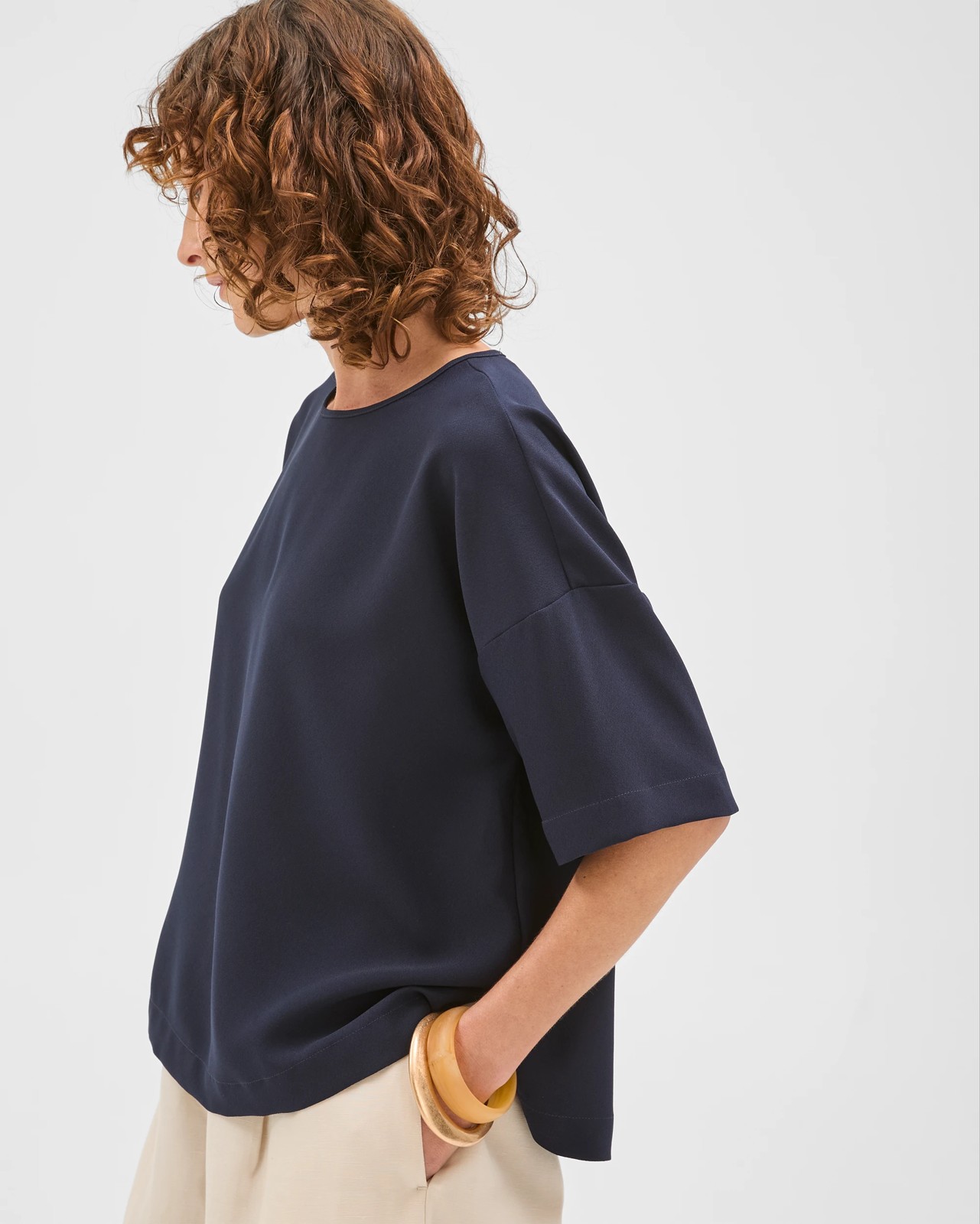 Preview Simone Crepe Boxy T-Shirt - Ink Navy 5 of 5