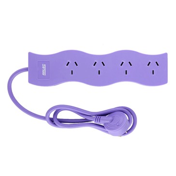 Arlec 4 Outlet Zig Zag Overload Protected Powerboard - Lilac