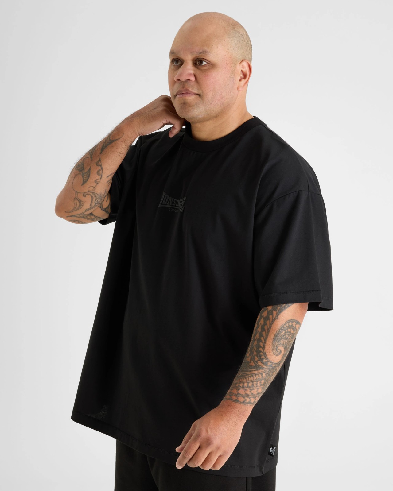 Lonsdale London Plus Size Double Knit Coolmax T-Shirt - Black 4 of 4