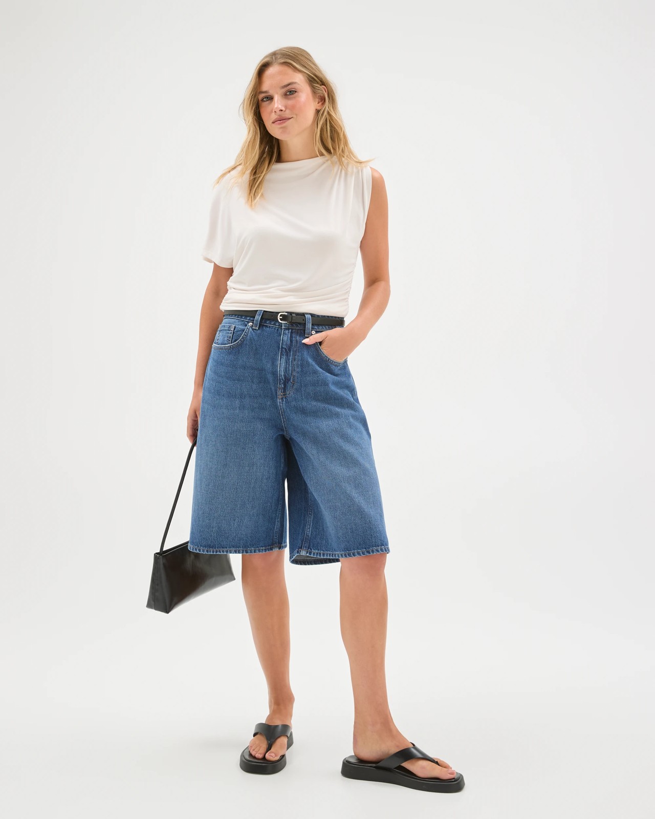 Lily Loves Asymmetrical Drape Top - Chalk 6 of 6