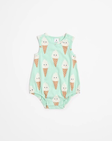 Baby Organic Cotton Print Bubble Bodysuit - Ice Cream