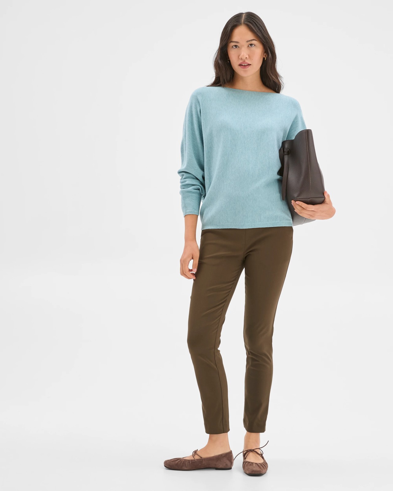 Preview Dolman Sleeve Boat Neck Knit Sweater - Arctic Blue 2 of 6