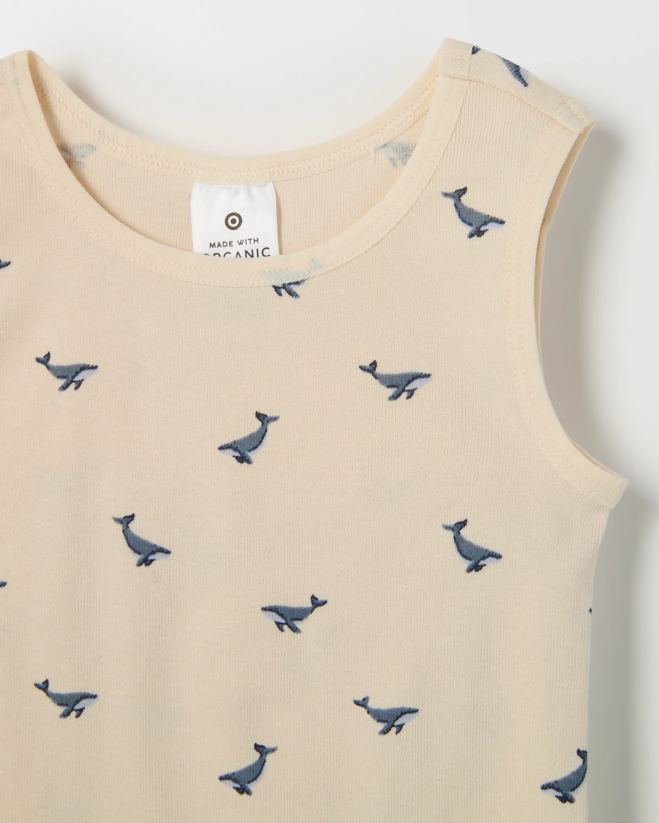 Baby Organic Cotton 3 Pack Print Singlets - Whales Whitecap Grey 5 of 5