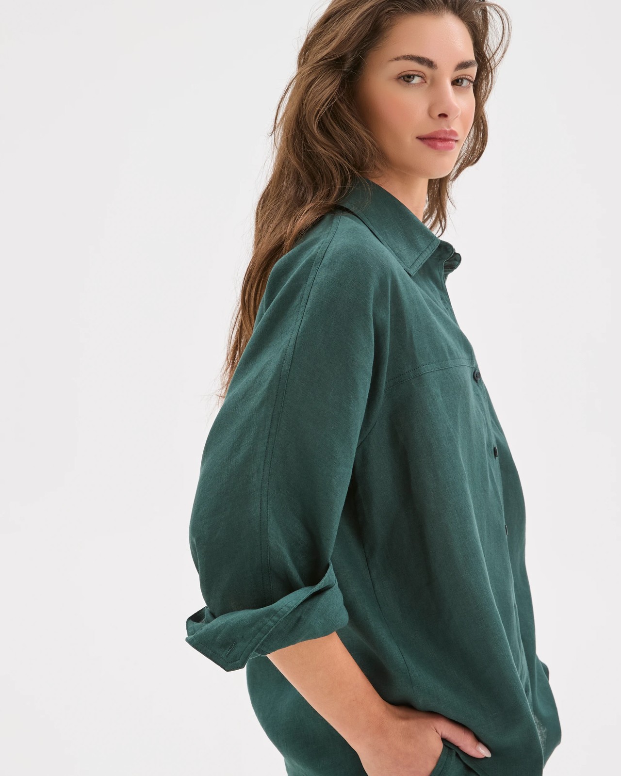 Petites European Linen Seamed Shirt 5 of 5