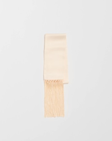 Skinny Fringe Twill Satin Scarf