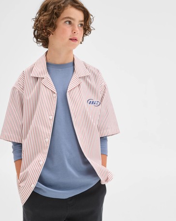 Short Sleeve Boxy Shirt and Long Sleeve T-Shirt Set