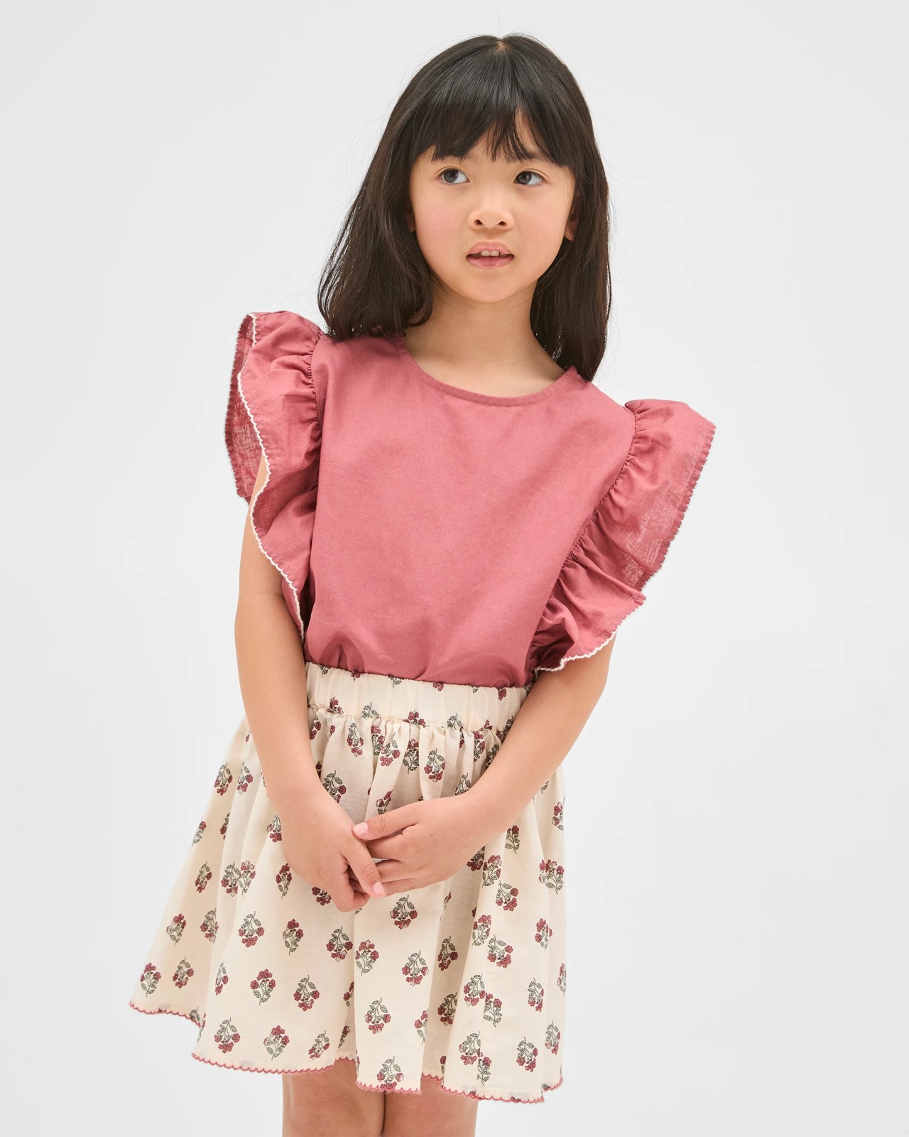 Australian Cotton Blend Woven Skirt - Stamp AOP Neutral 2 of 5