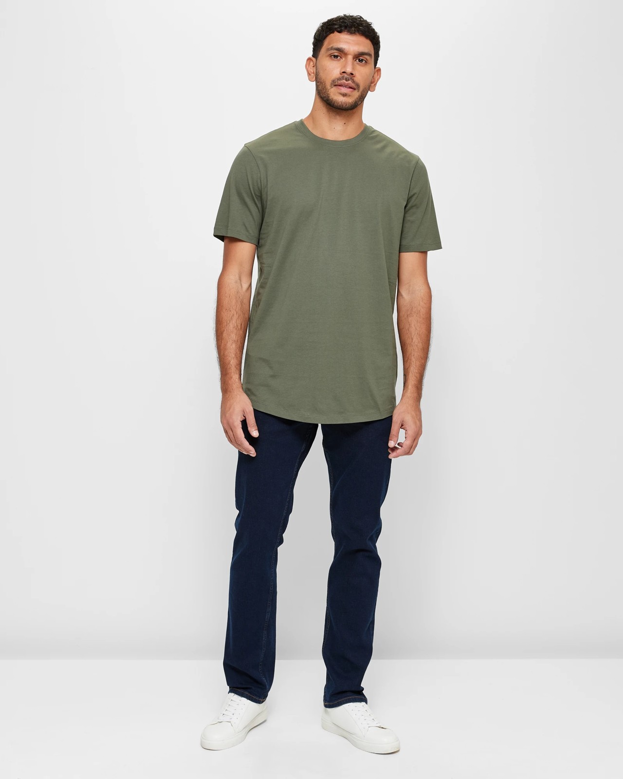 Australian Cotton Curved Hem T-Shirt - Khaki