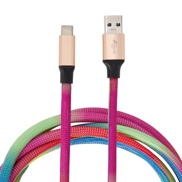 USB-A to USB-C Rainbow Cable, 2m - Anko