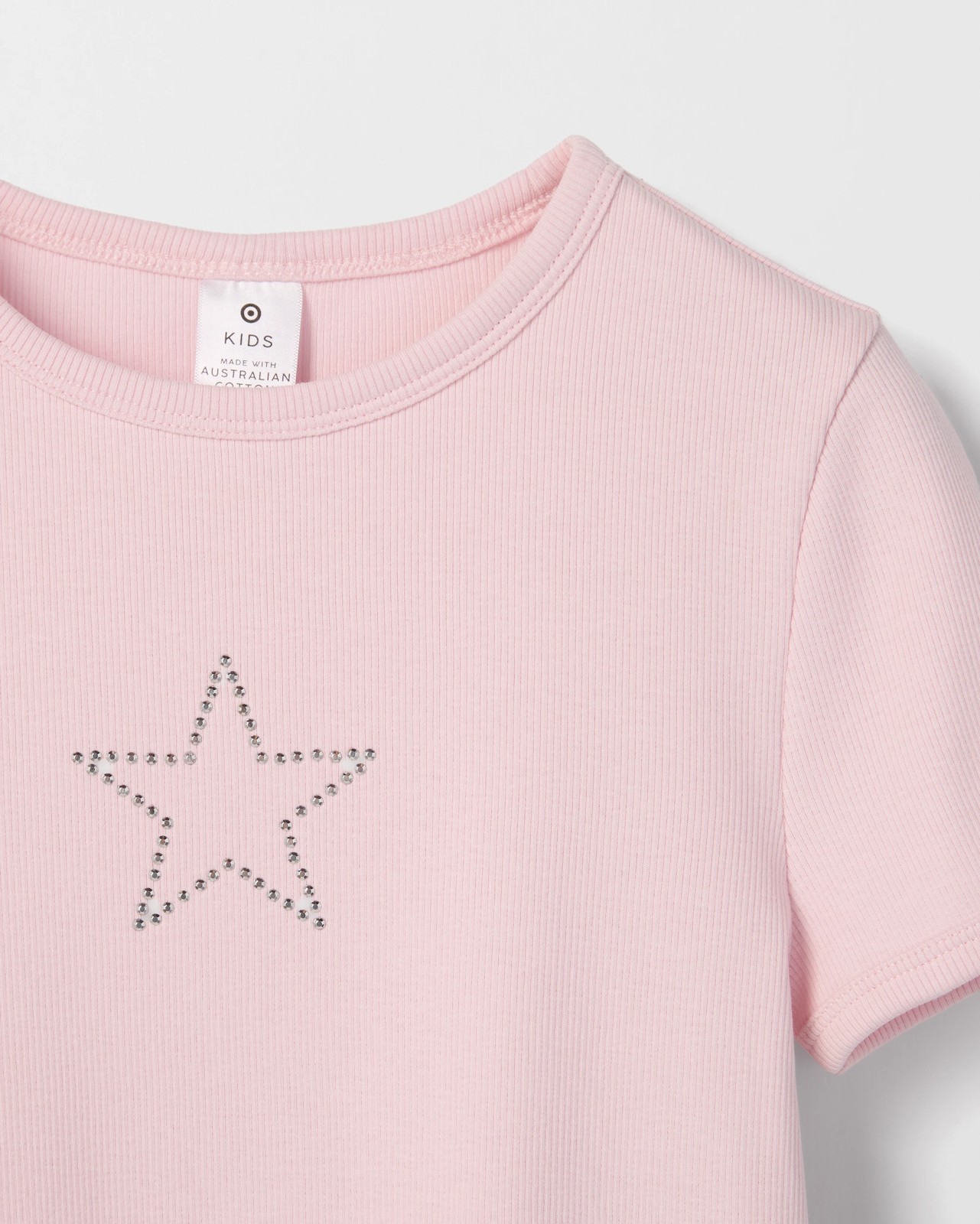 Australian Cotton Ribbed T-Shirt - Star Pink 6 of 6