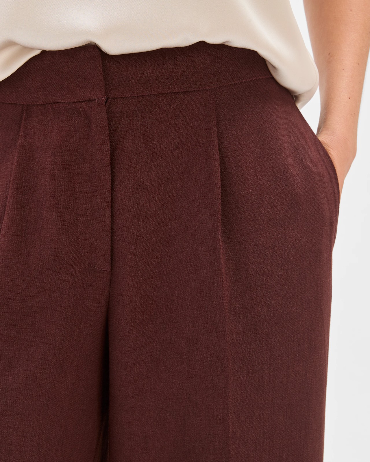 Preview Tailored Wide Leg Pants - Dark Chocolate 6 of 6