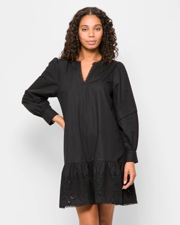 Long Sleeve Broderie Mini Dress