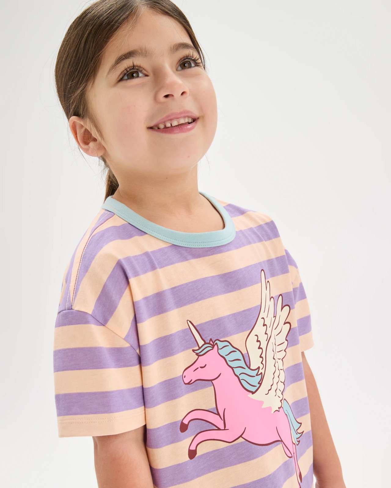 Australian Cotton Younger Girls Oversized Jersey Pyjama Set - Unicorn Multi 5 of 6