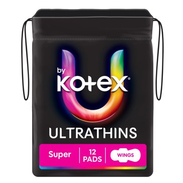 U by Kotex 12 Pack Ultrathin Super Pads with Wings