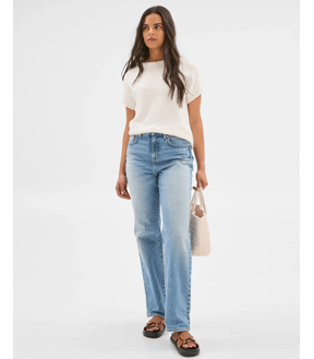 Australian Cotton Blend Boucle Roll Trim Knit Top