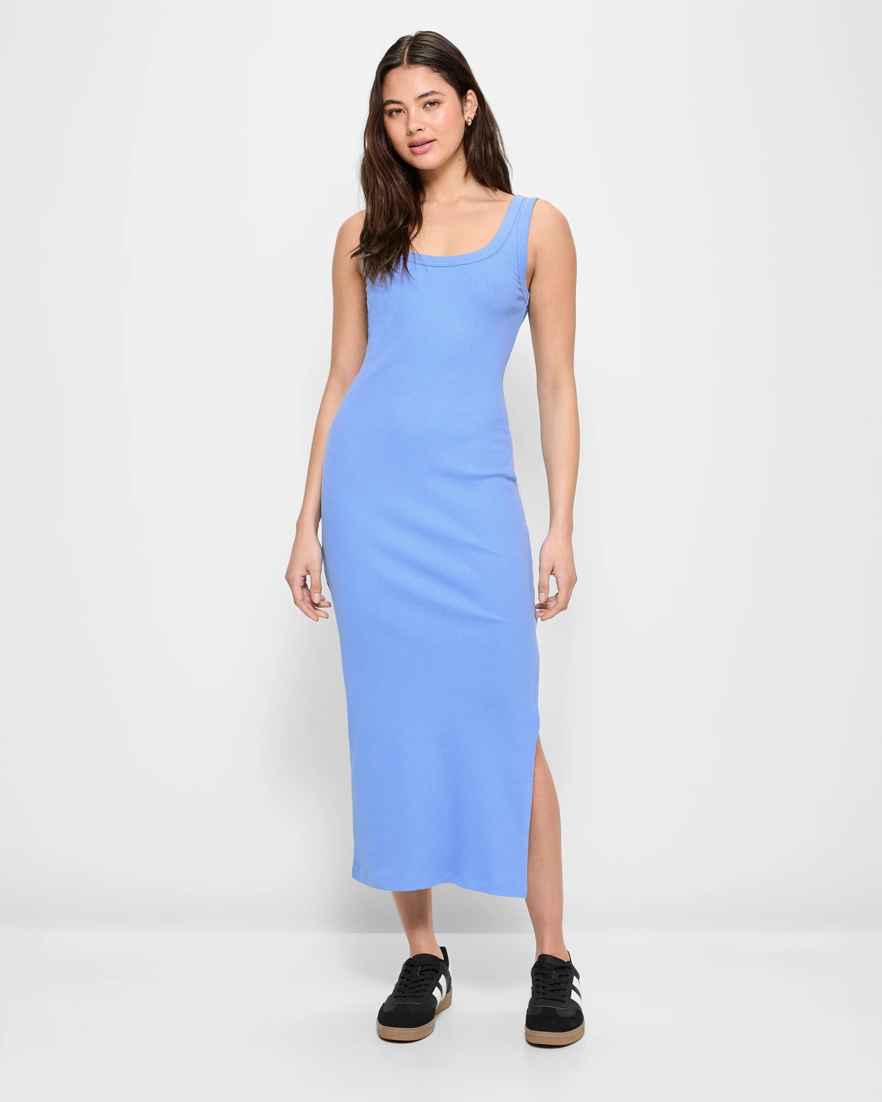 Australian Cotton Scoop Neck Rib Midi Dress Lily Loves Blue Violet Target Australia