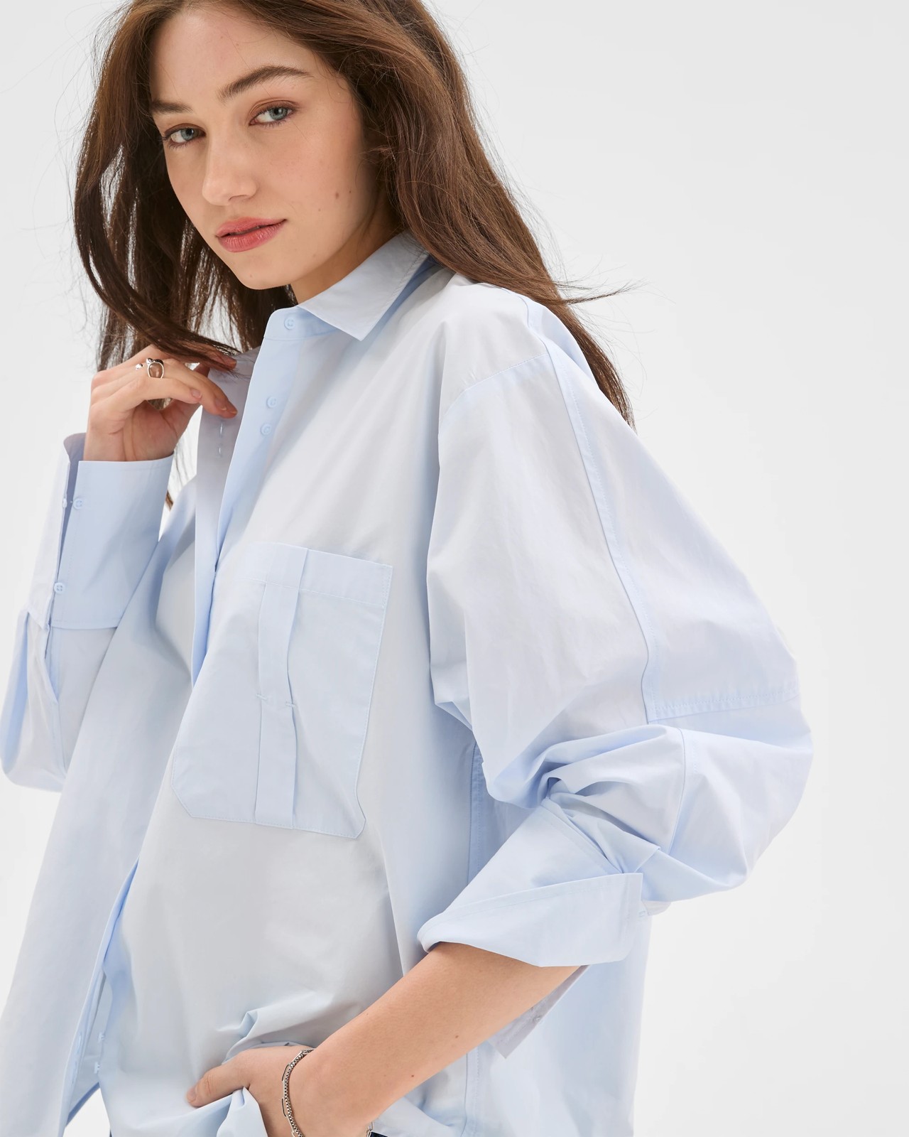 Lily Loves Australian Cotton Poplin Shirt - Glacier 4 of 6