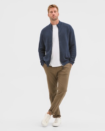 Australian Cotton Zip Through Knit Jumper