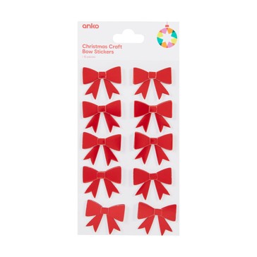 10 Piece Christmas Craft Bow Stickers - Anko