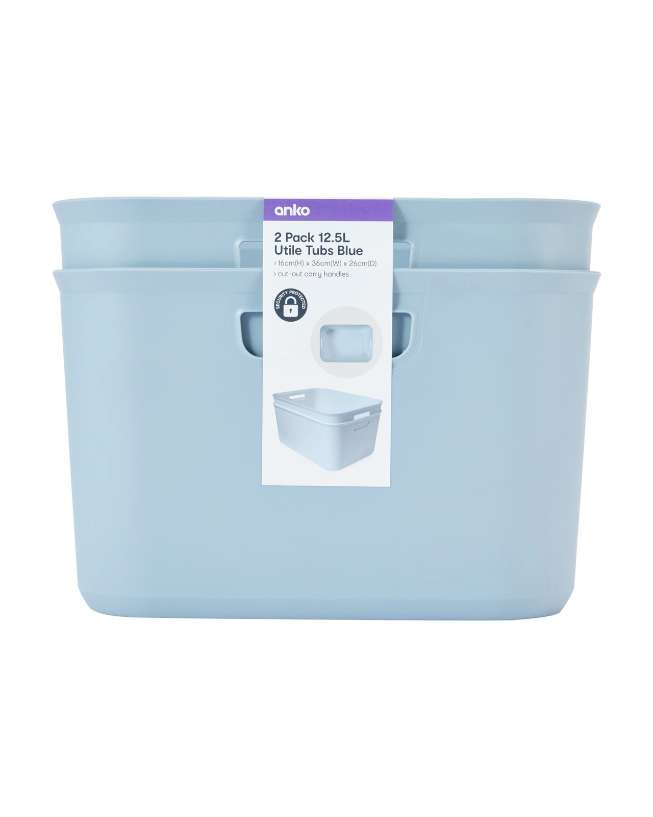 Anko 2 Pack 12.5L Utile Tubs - Blue 5 of 5