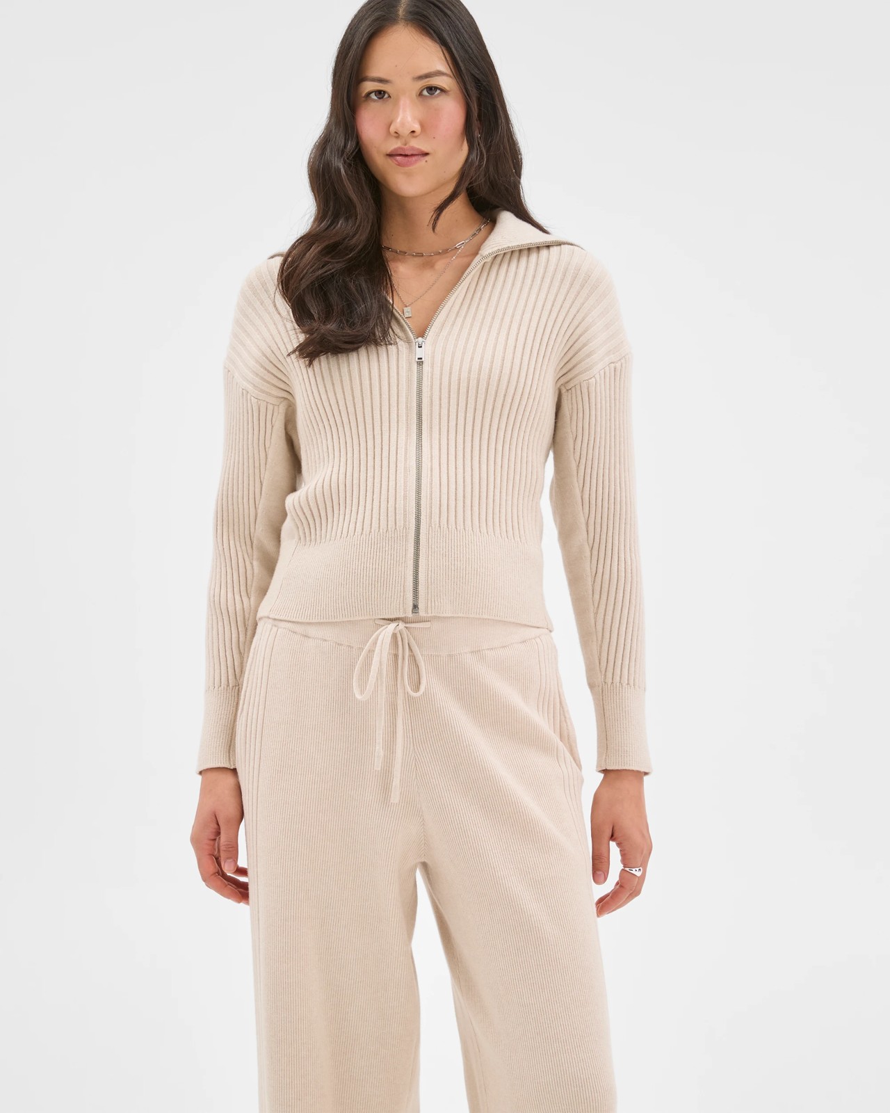 Clean Knit Rib Lounge Pants - Birch Marle 4 of 5