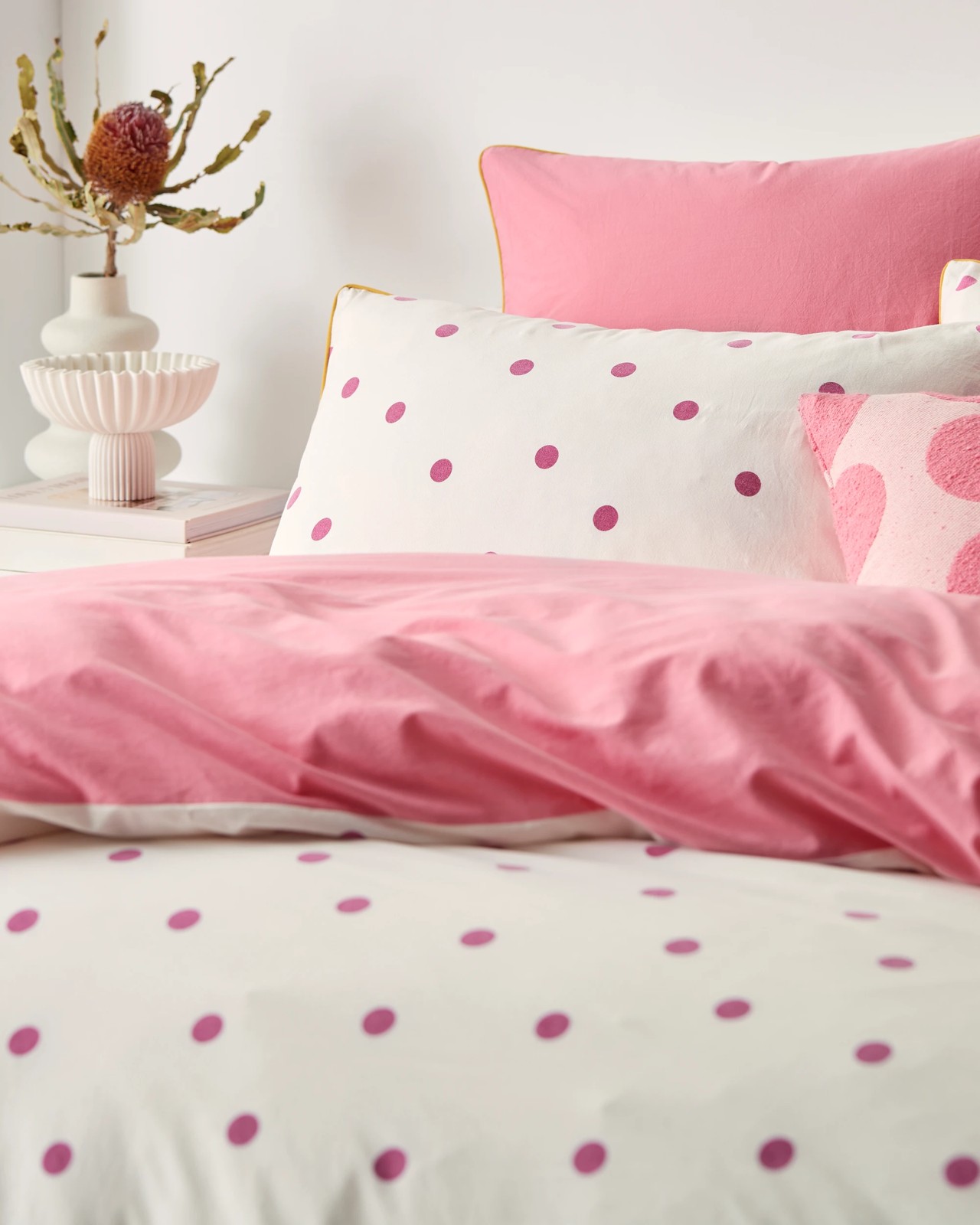 Arlo Polka Dot Stonewash Cotton Quilt Cover Set 6 of 6