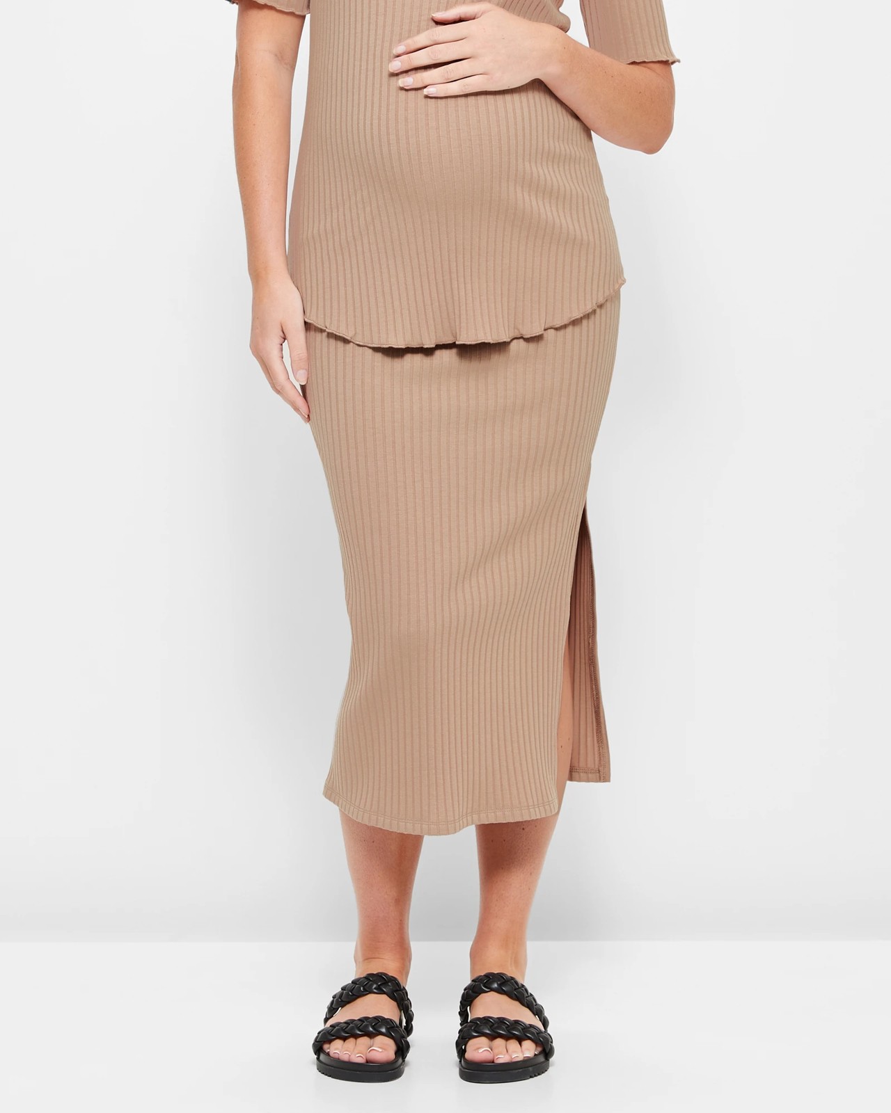 Maternity Rib Split Midi Skirt Target Australia