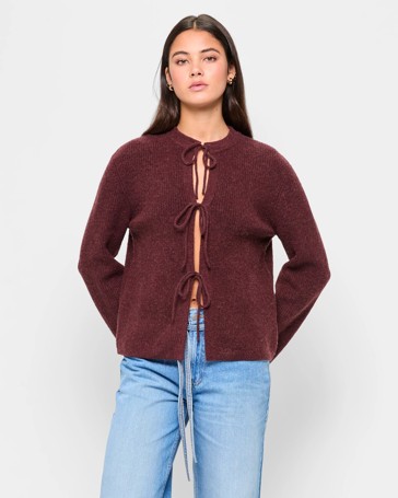 Tie Front Knit Cardigan - Lily Loves