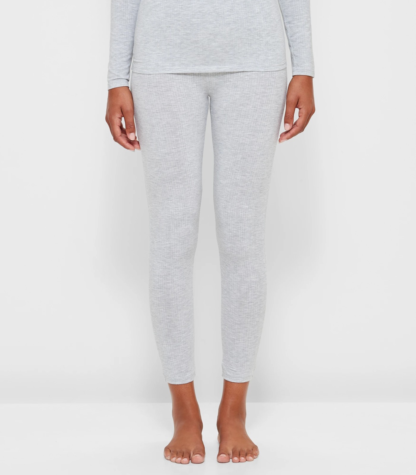 Ribbed Long John Pants - Grey Marle