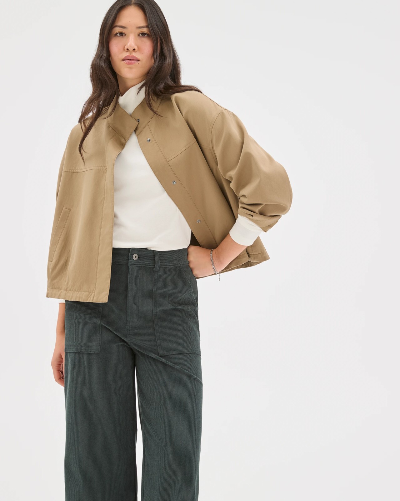 Crop Length Wide Leg Corduroy Pants - Midnight Jade 3 of 5