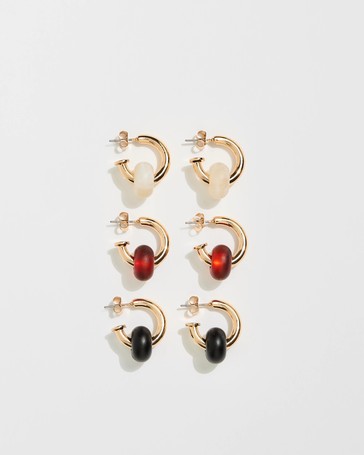 3 Pack Resin Hoop Earrings