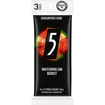 Wrigley's 3 Pack 5 Watermelon Burst Sugarfree Gum 96g