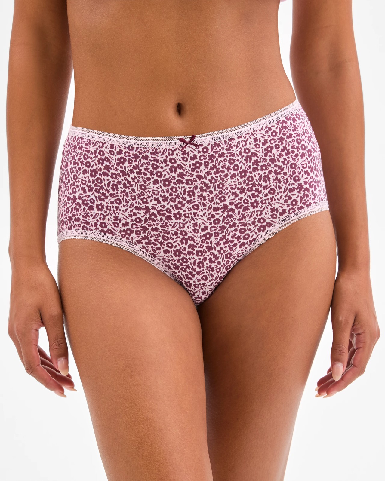 Australian Cotton 5 Pack Midi Briefs - Floral Leopard/Solids 2 of 5