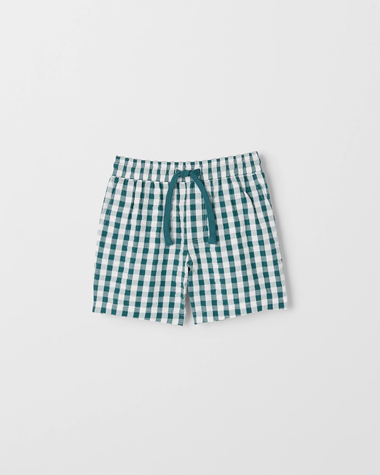 Australian Cotton Seersucker Volley Shorts - Green Gingham 4 of 4