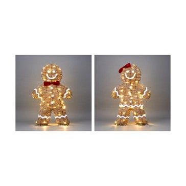 Battery Operated Light Up Rattan Look Gingerbread, Assorted - Anko