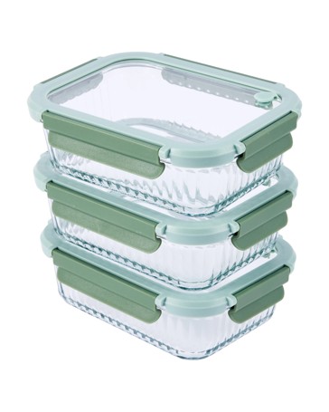 Anko Set of 3 1L Glass Food Storage Containers
