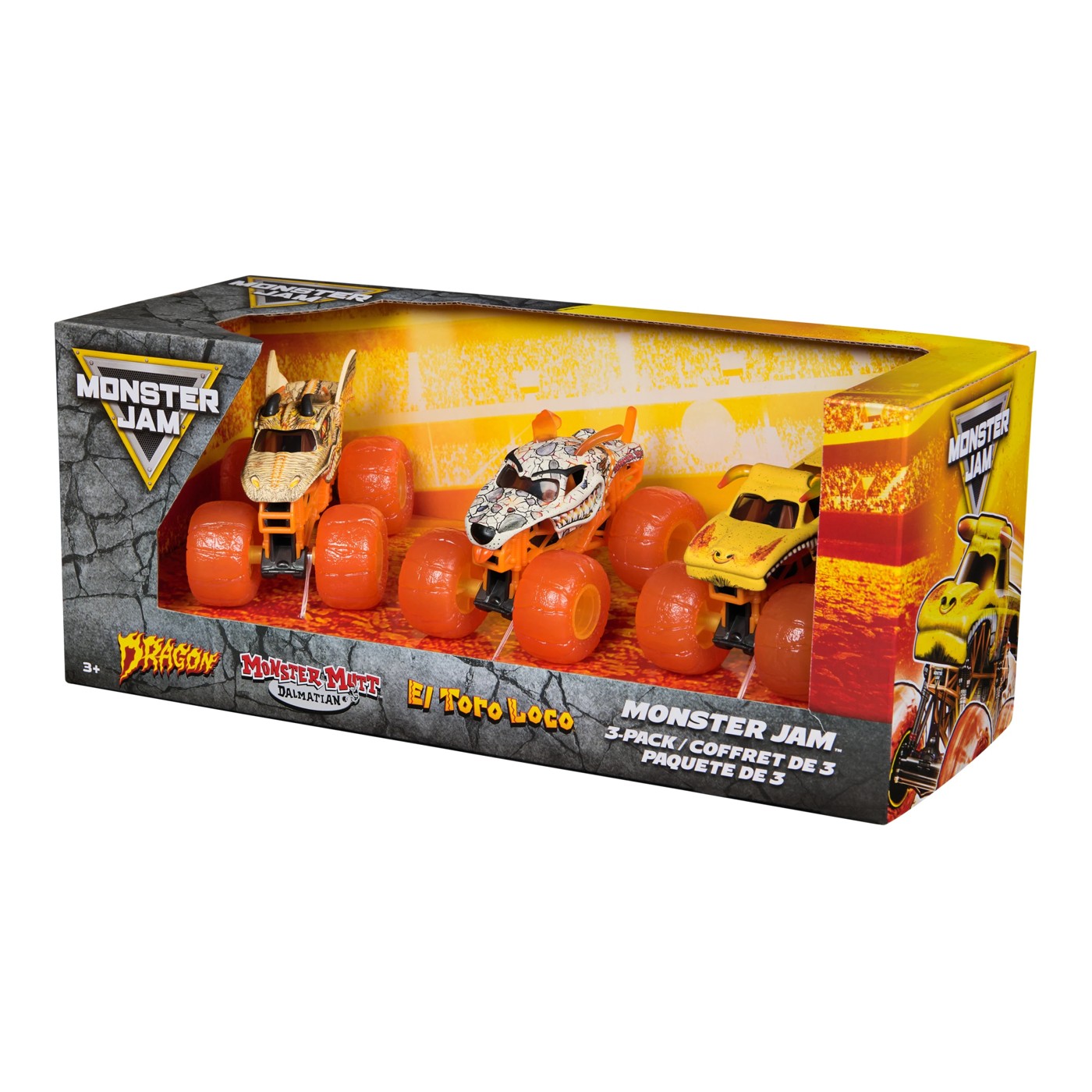 Monster Jam Earth Set: Official El Toro Loco, Dalmatian, Dragon 1:64 Scale Die-Cast Monster Trucks 3 Pack 4 of 4