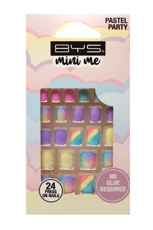 BYS Mini Me 24 Pack Press on Nails - Pastel Party, Square Shape