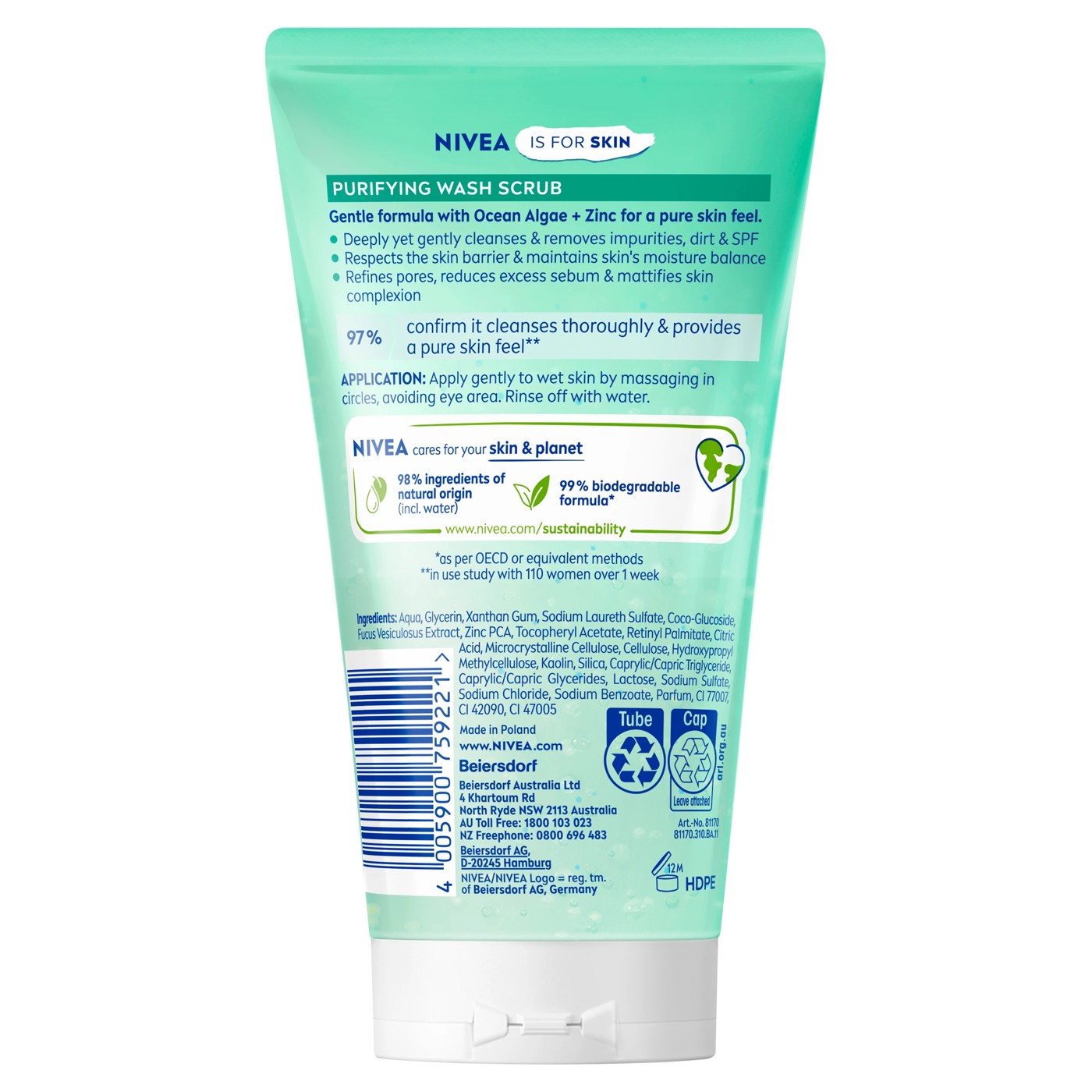 Nivea Purifying Wash Scrub 150ml - Ocean Algae 2 of 5