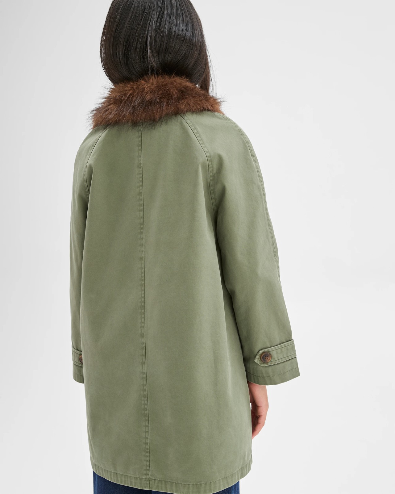 Australian Cotton Faux Fur Collar Long Car Coat 5 of 5