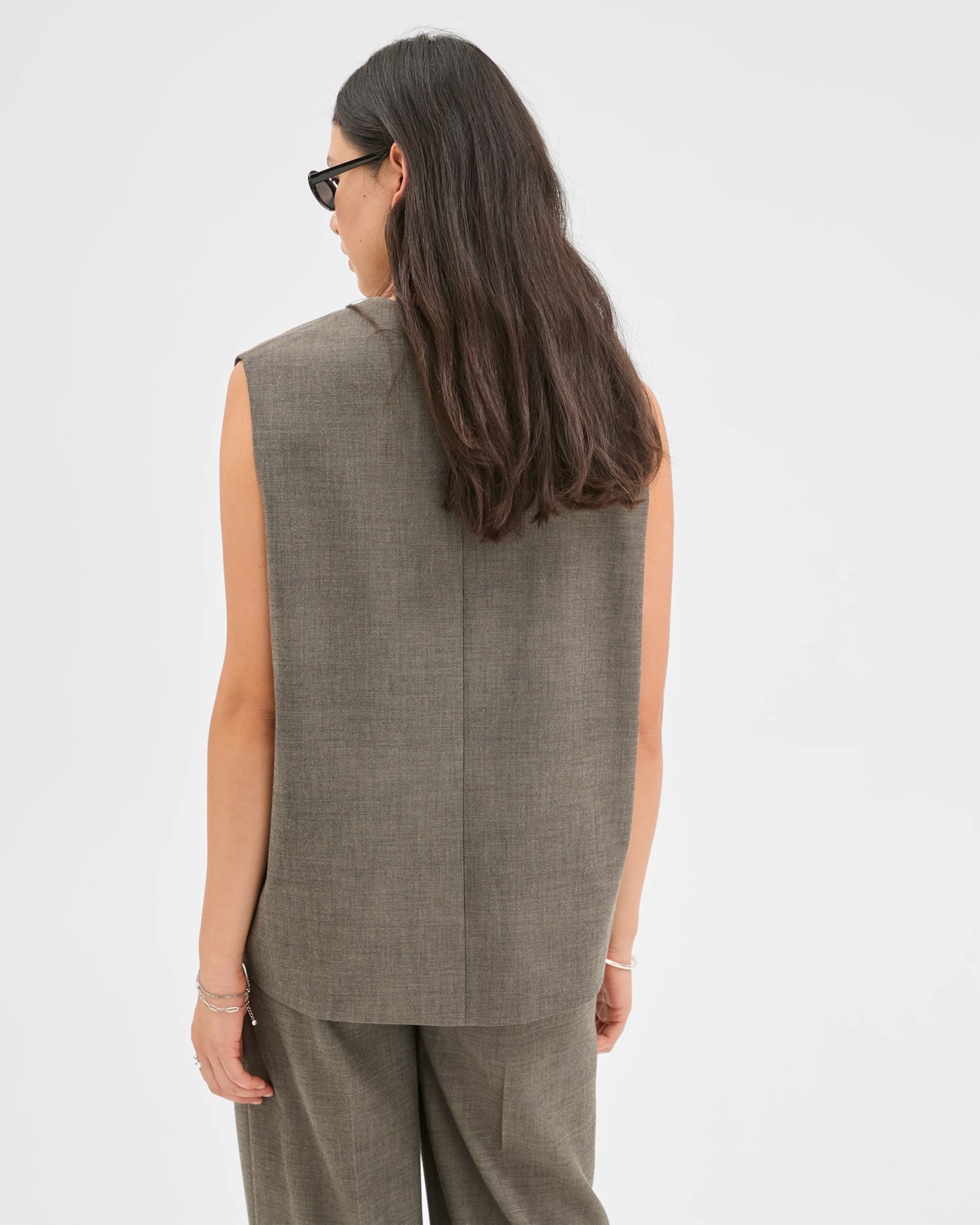 Preview Sleeveless Deep V-Neck Tailored Vest 6 of 6