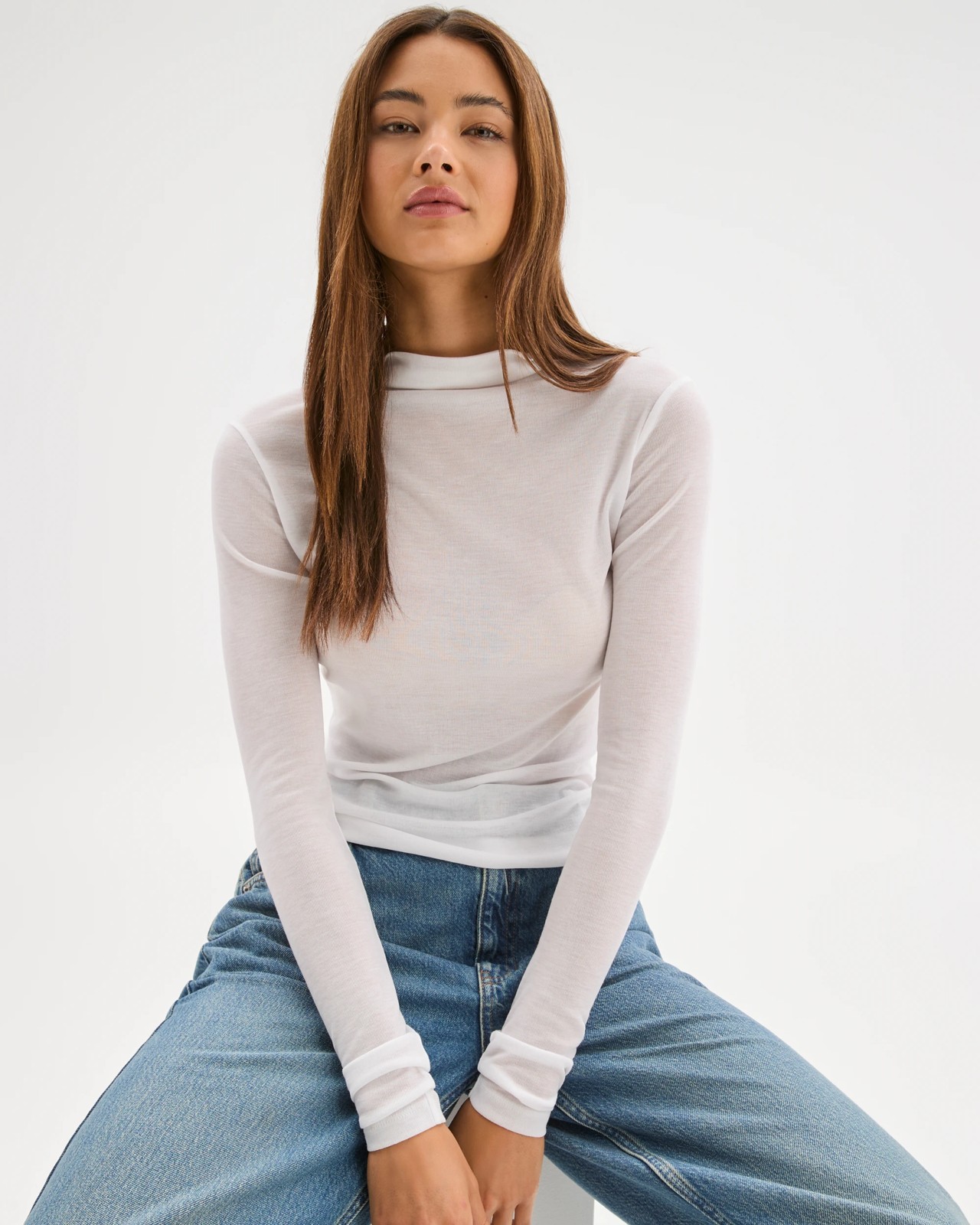 Lily Loves Mock Neck Long Sleeve Top - Lily White 6 of 6