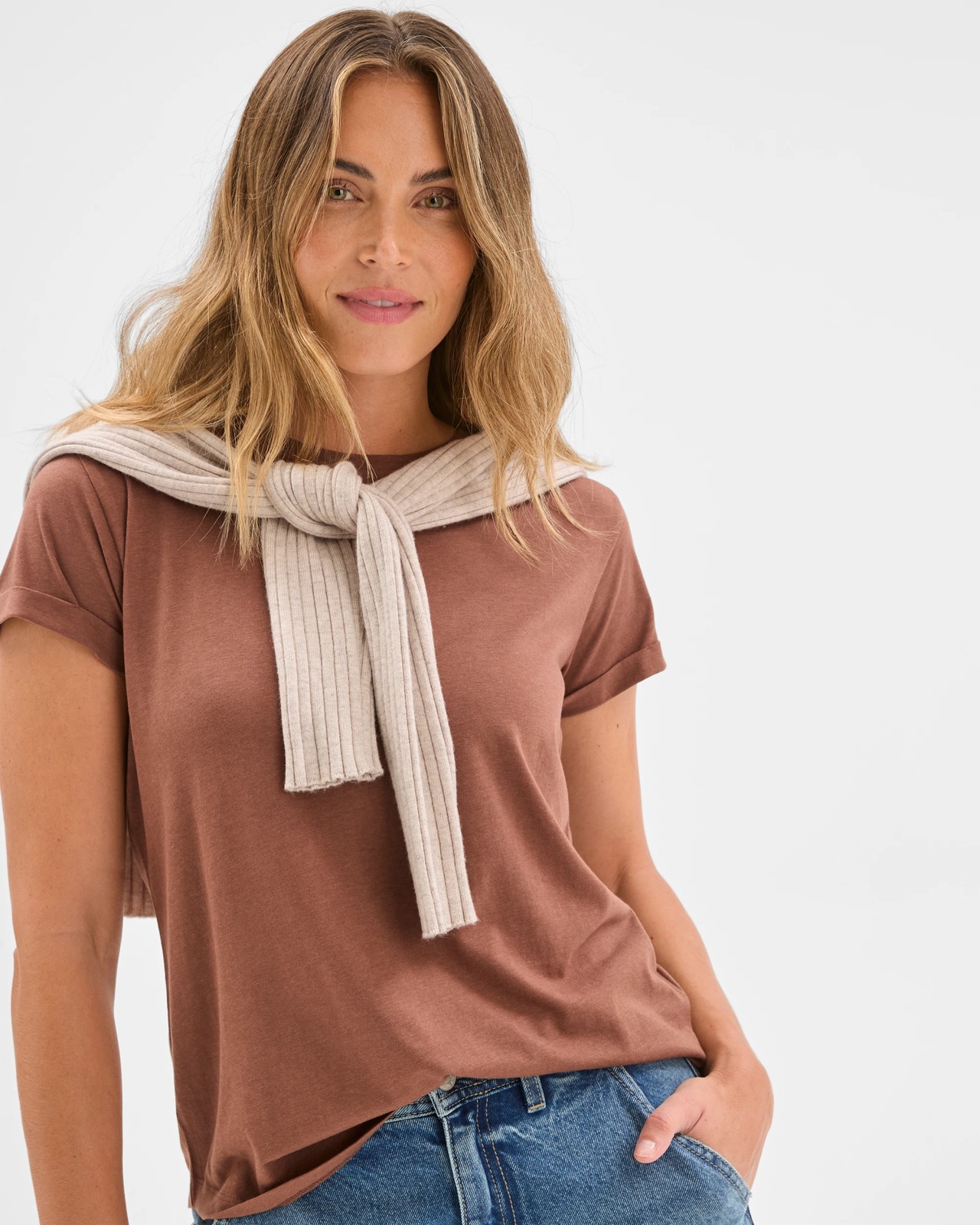 Relaxed Fit Crew Neck T-Shirt - Cocoa Brown 2 of 5