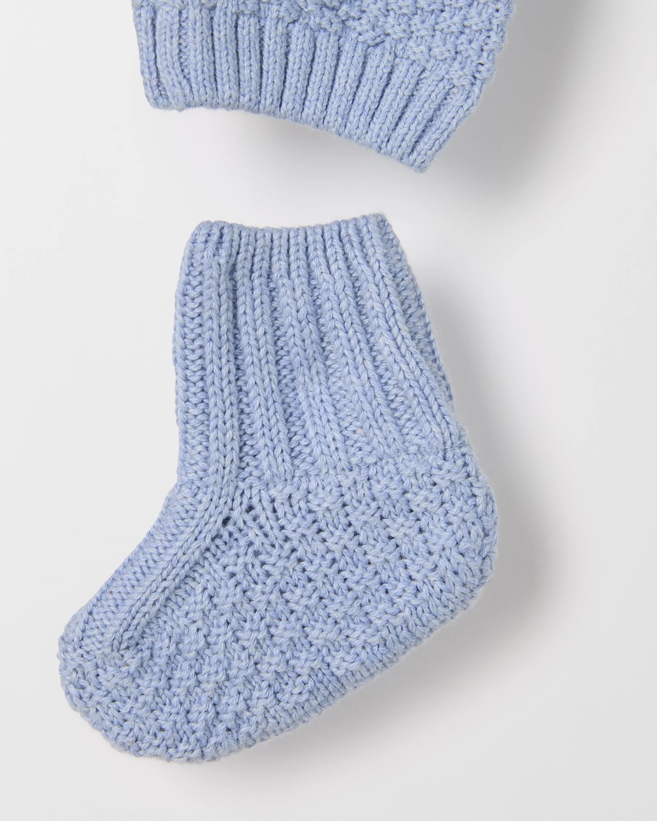 Baby Organic Cotton Cardigan, Pants and Bootie Knit Set - Blue 2 of 3