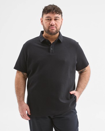 Plus Size Australian Cotton Blend Textured Polo Top