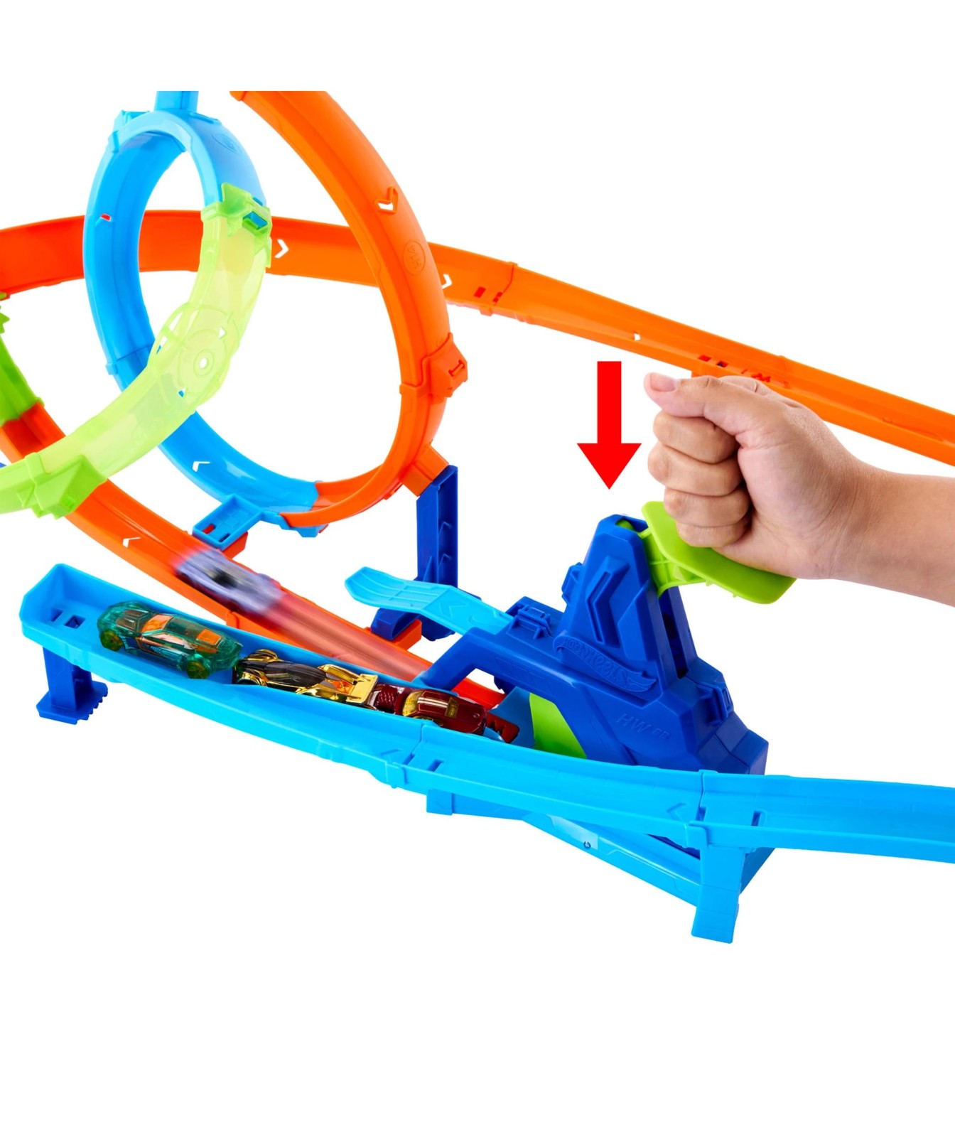 Hot Wheels Stunt Tracks Rapid Launch Cyclone Track Set & 1:64 Scale Die-Cast Toy Car 5 of 6