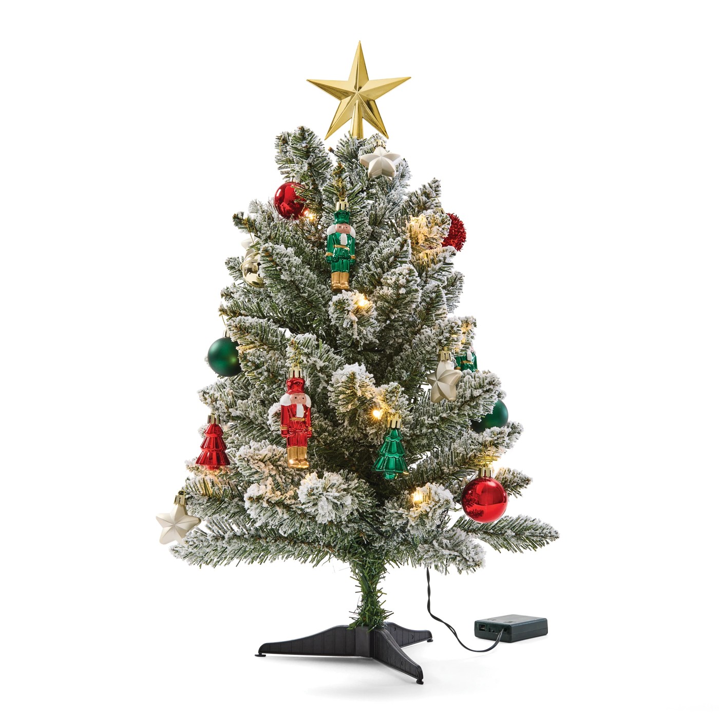 Anko 60cm (2ft.) Light Up Mini Green Flocked Christmas Tree 3 of 6