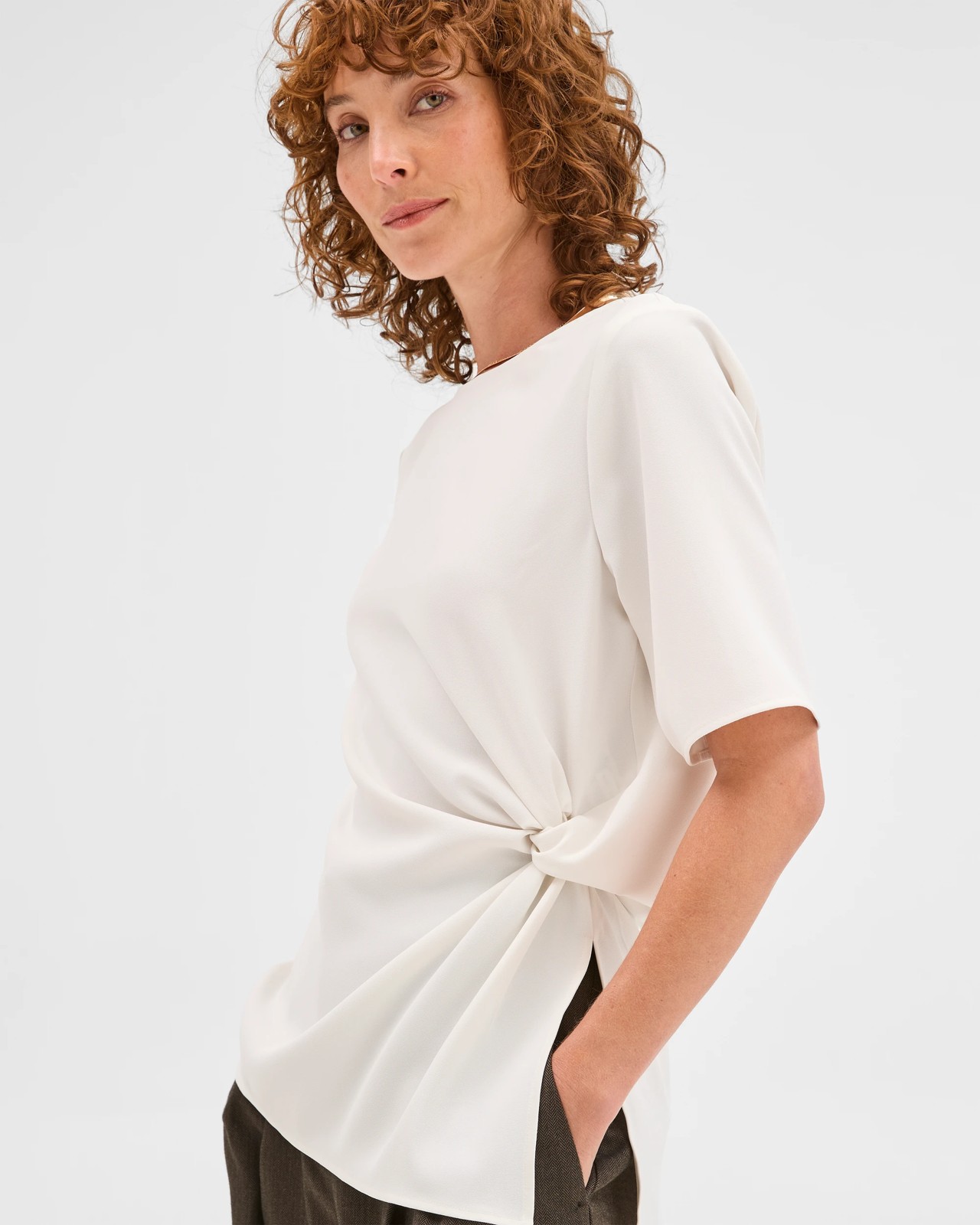 Preview Short Sleeve Knot Detail Blouse 4 of 6