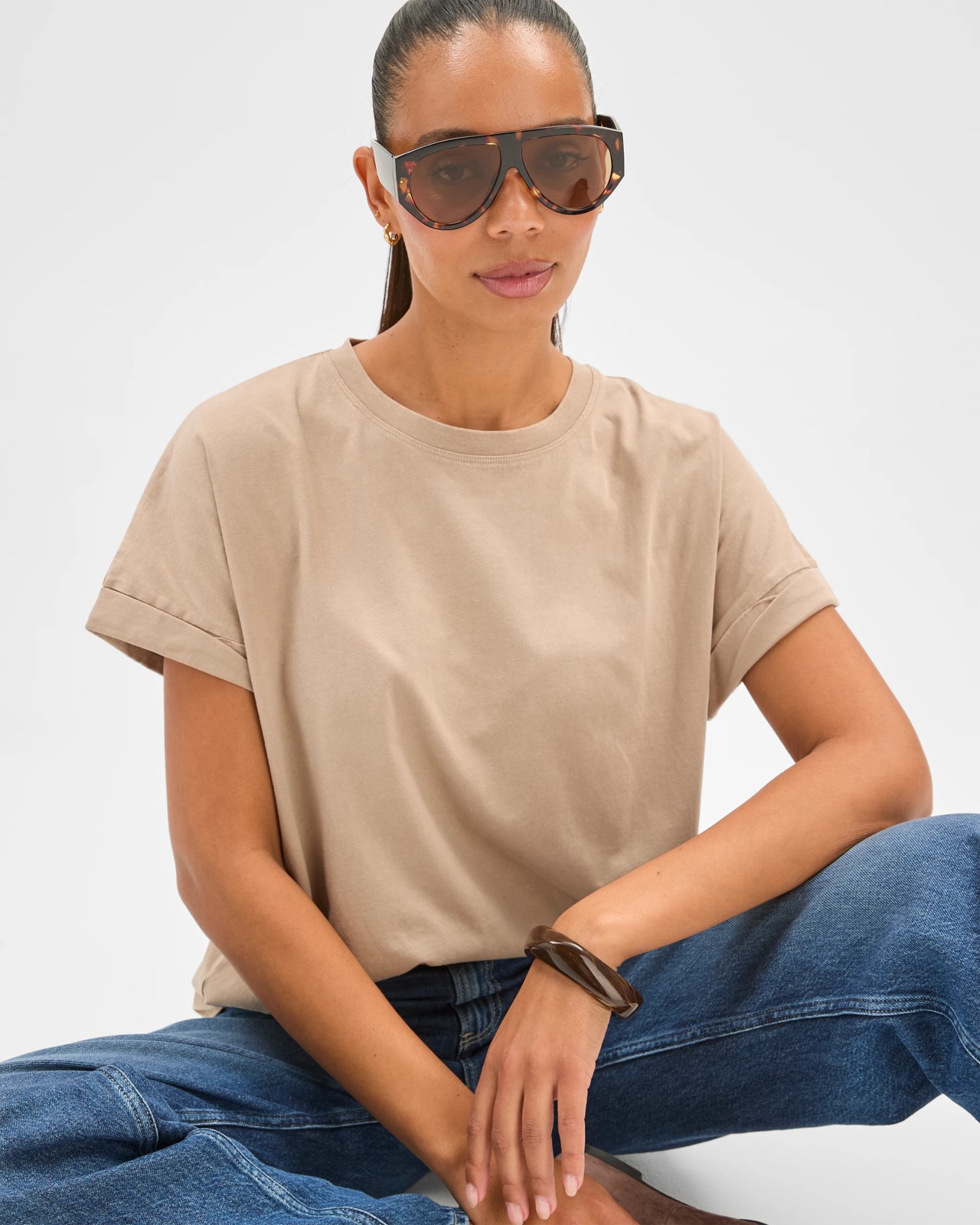 Australian Cotton Oversized Boxy T-Shirt - Soft Taupe 5 of 6