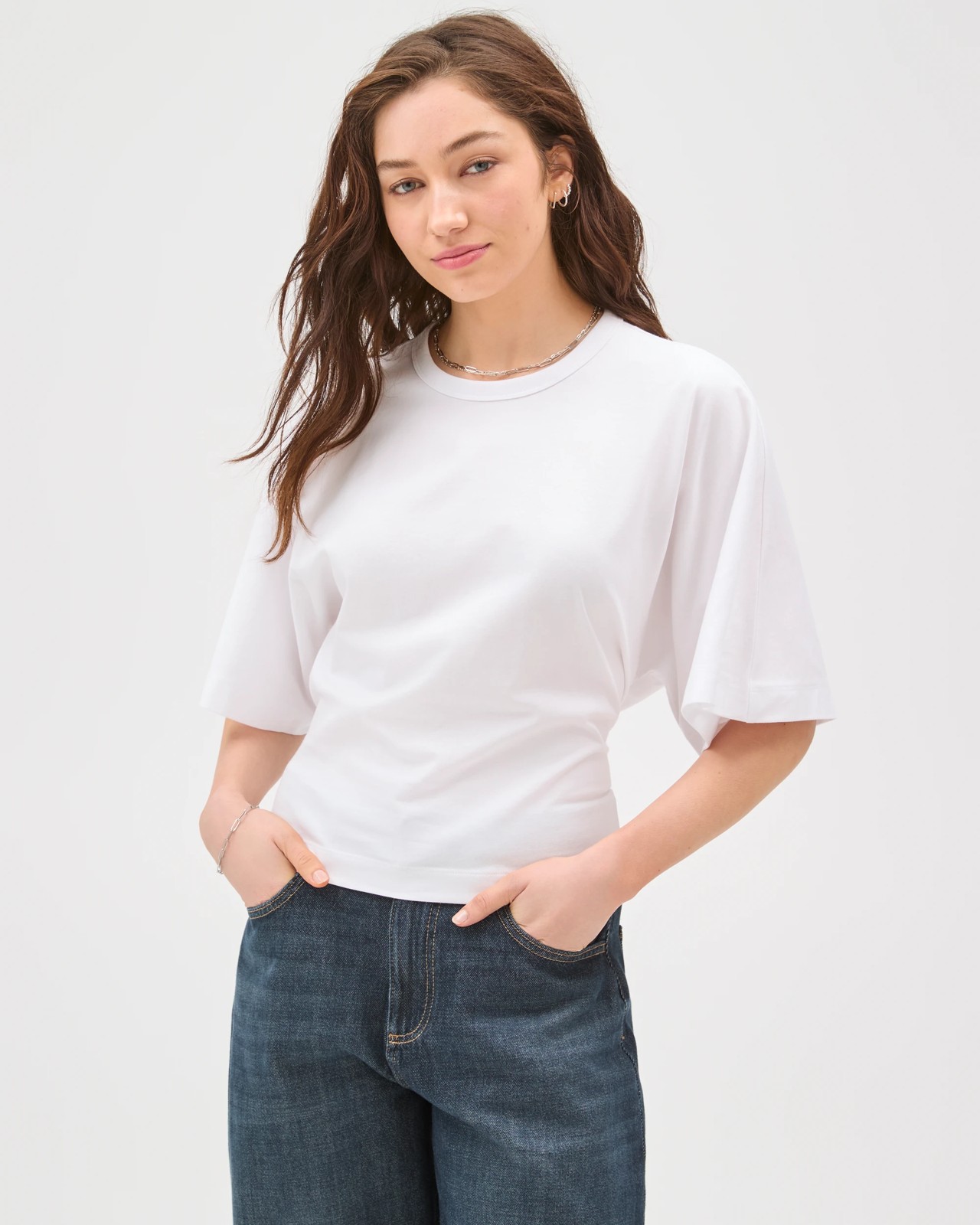 Lily Loves Australian Cotton Tie Detail T-Shirt - White 3 of 5